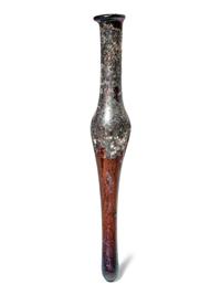 A Roman Aubergine Glass Unguentarium