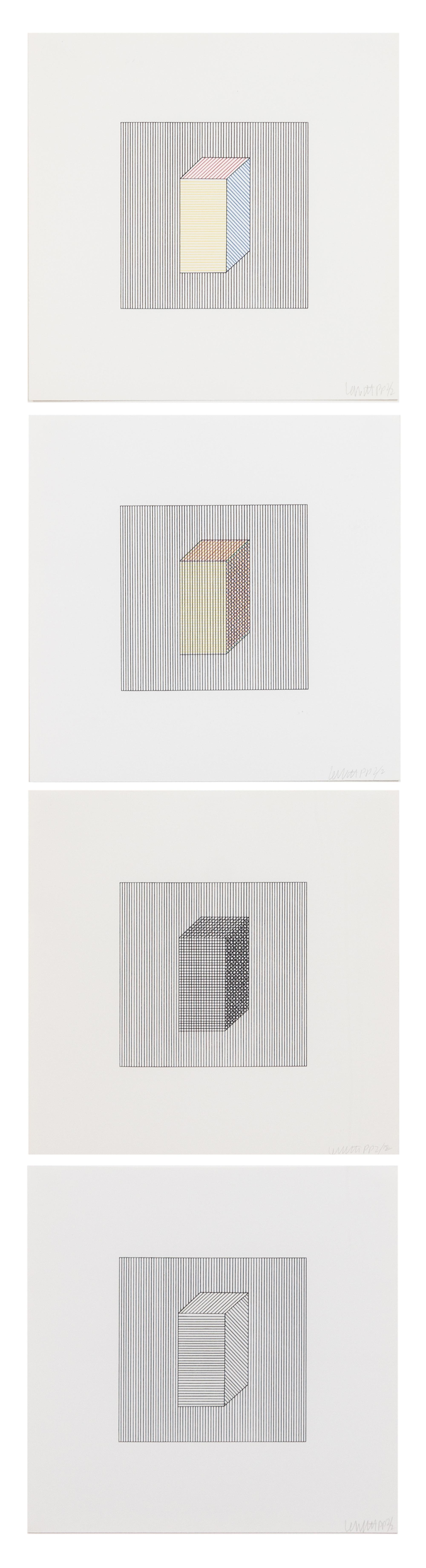 Sol LeWitt, (American, 1928-2007) , Twelve Forms Derived From a Cube, 1984 (complete portfolio of 48 screenprints with title and justif
