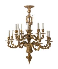 A Louis XV Style Gilt Bronze Sixteen-Light Chandelier