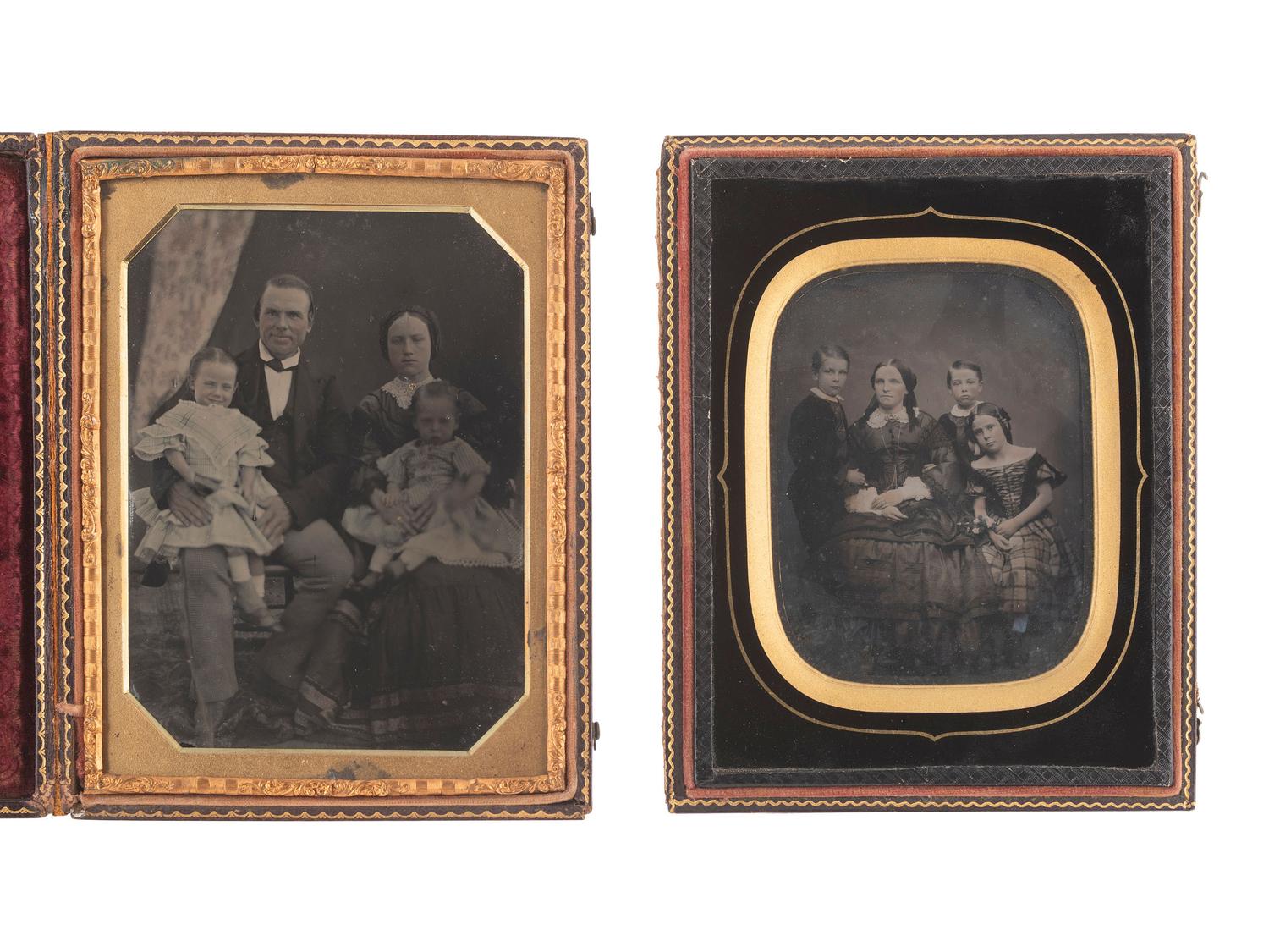 [EARLY PHOTOGRAPHY]. 10 daguerreotypes and ambrotypes of parents and/or grandparents with children.