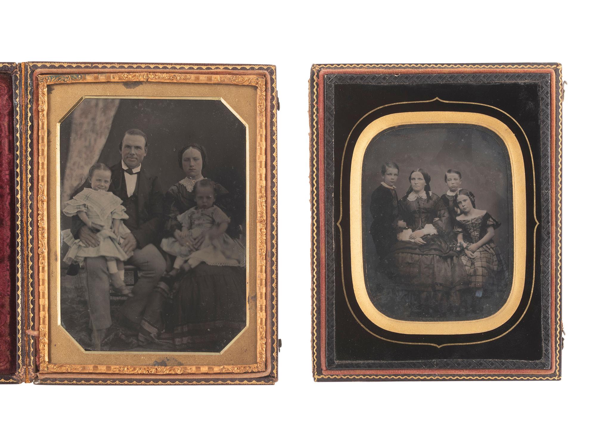 [EARLY PHOTOGRAPHY]. 10 daguerreotypes and ambrotypes of parents and/or grandparents with children.