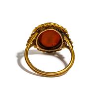 A Roman Carnelian Ring Stone with the Goddess Ceres — Set in a gold ring