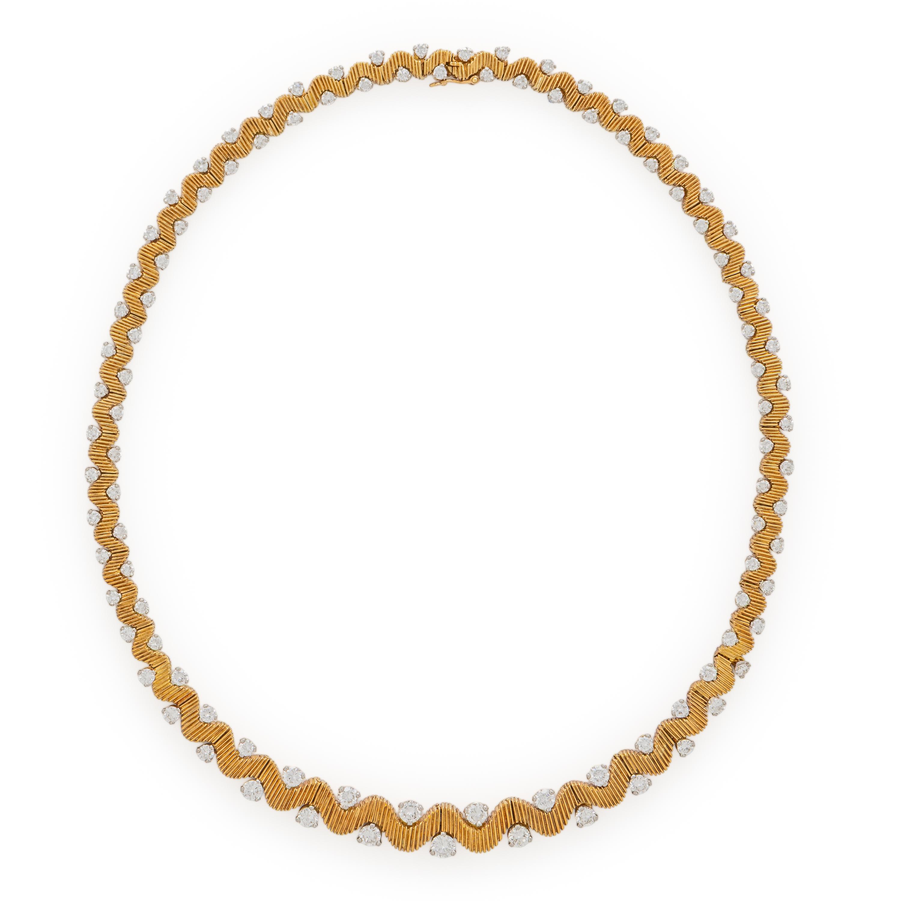 Oscar Heyman, Yellow Gold and Diamond Ribbon Necklace
