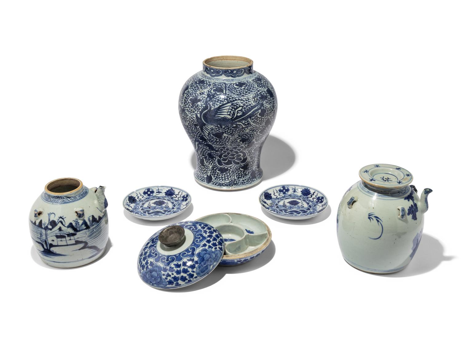 A Group of Blue and White Porcelain Articles
