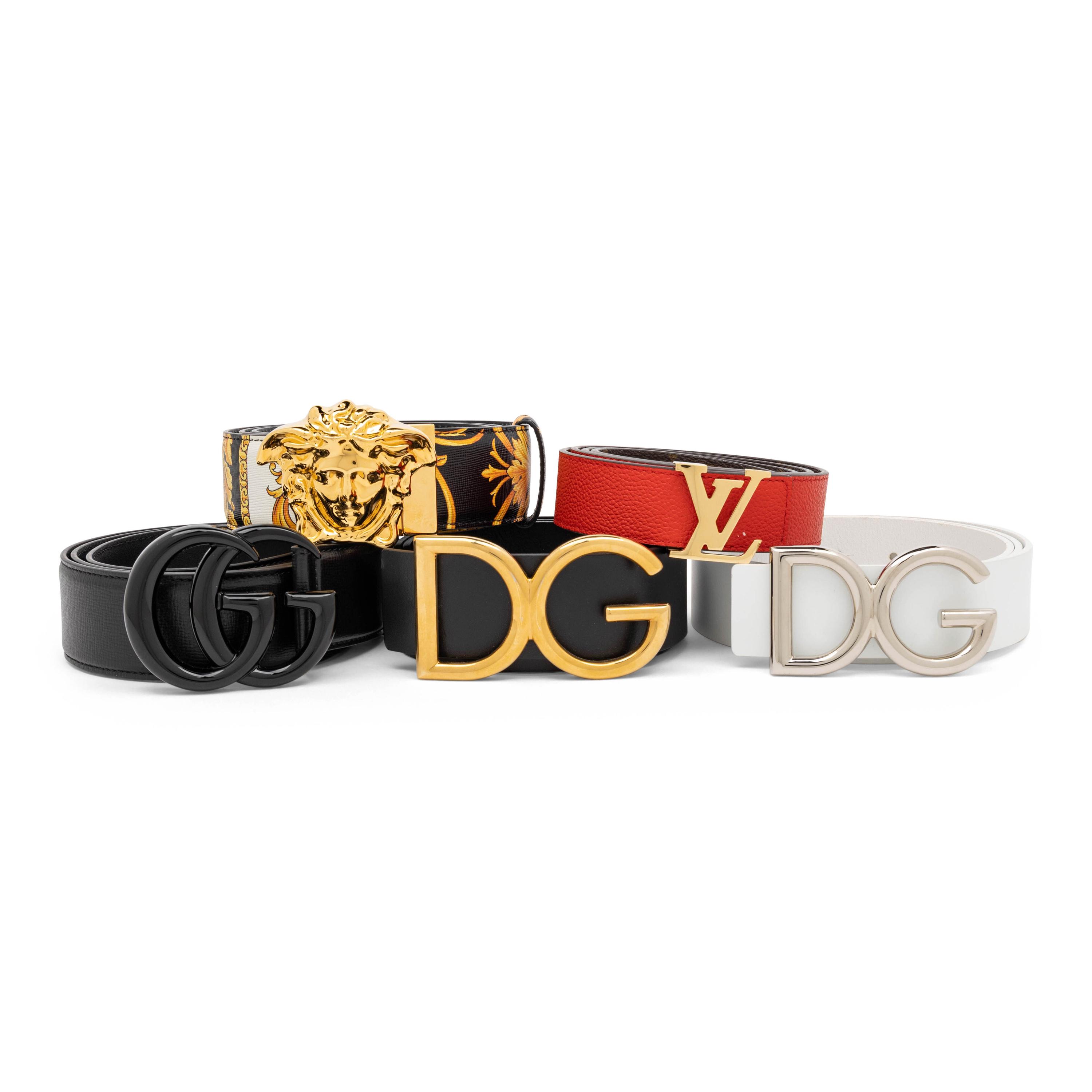 Five Designer Belts, including Gucci and Louis Vuitton