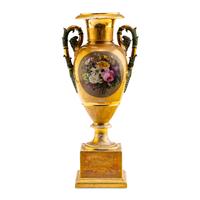 A Paris Porcelain Scenic and Floral-Painted Vase