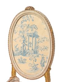 A Northern European White-Painted and Parcel-Gilt Oval Firescreen