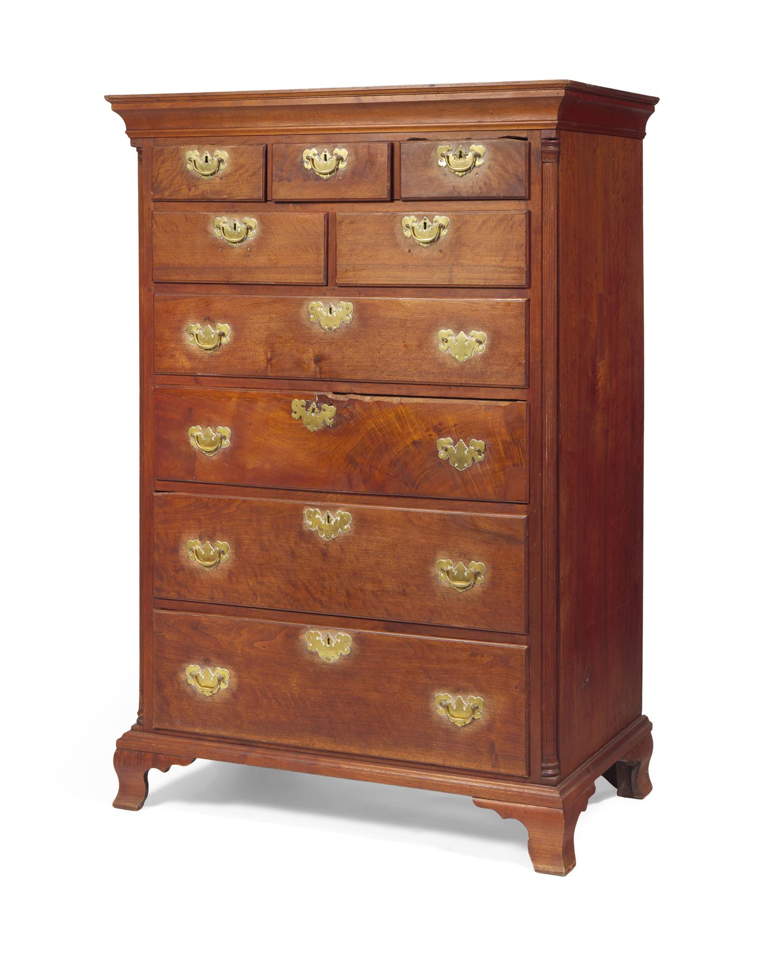 A Chippendale Walnut Tall Chest of Drawers