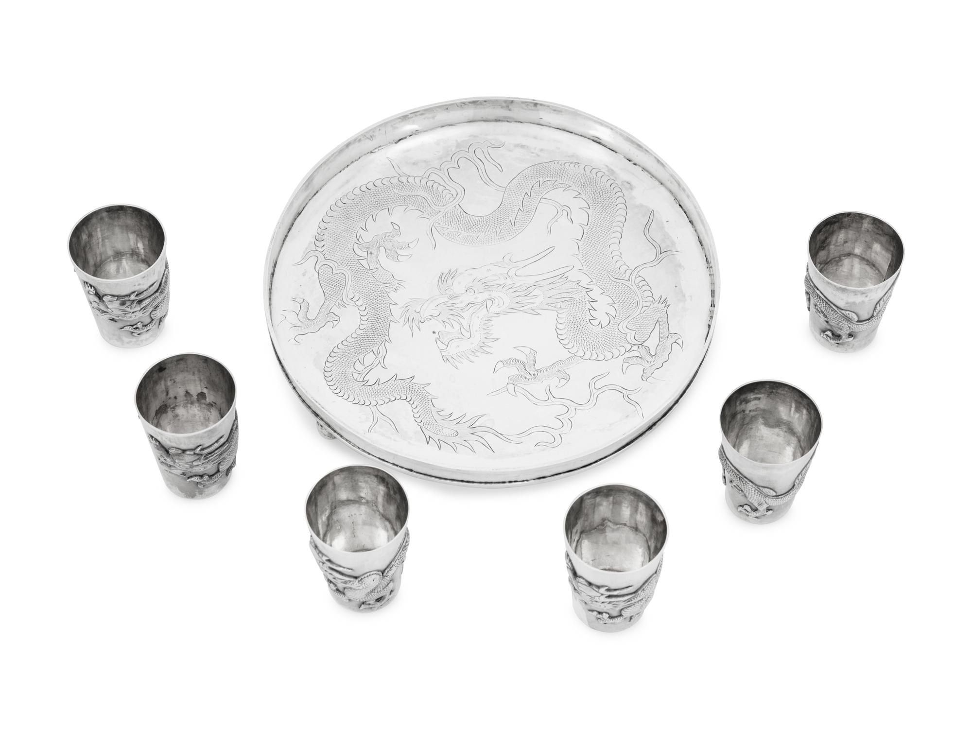 A Chinese Silver 'Dragon' Cocktail Service