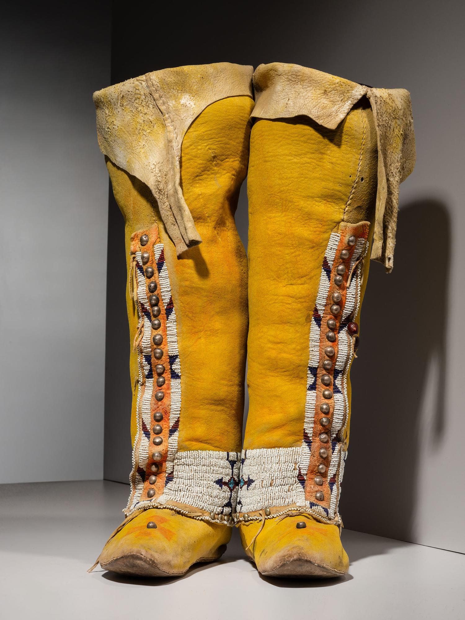 Arapaho Beaded Hide Leggings and Moccasins