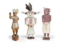 Three Folk Art Carved and Painted Wood Figures