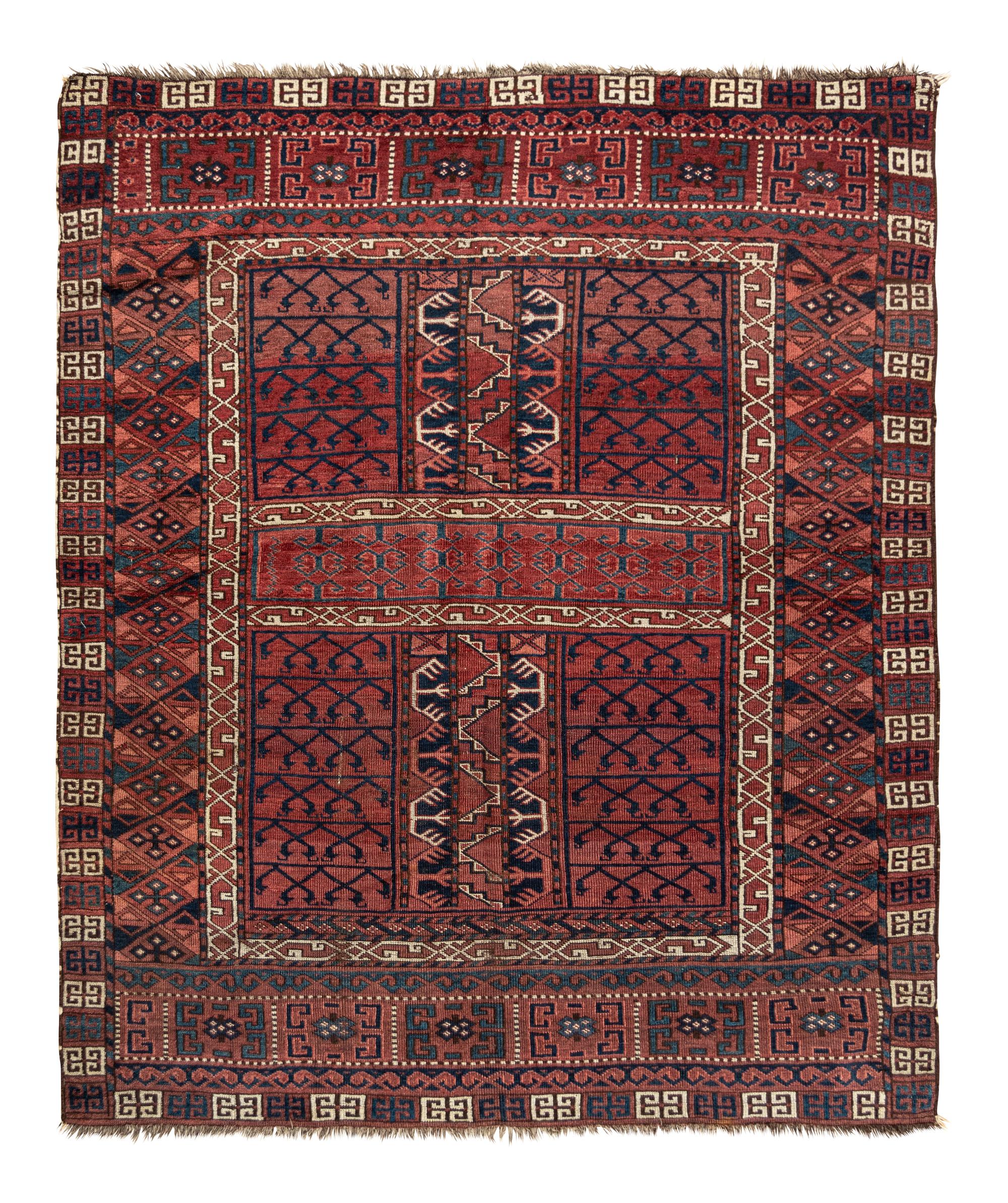 A Turkoman Hatchli Wool Rug