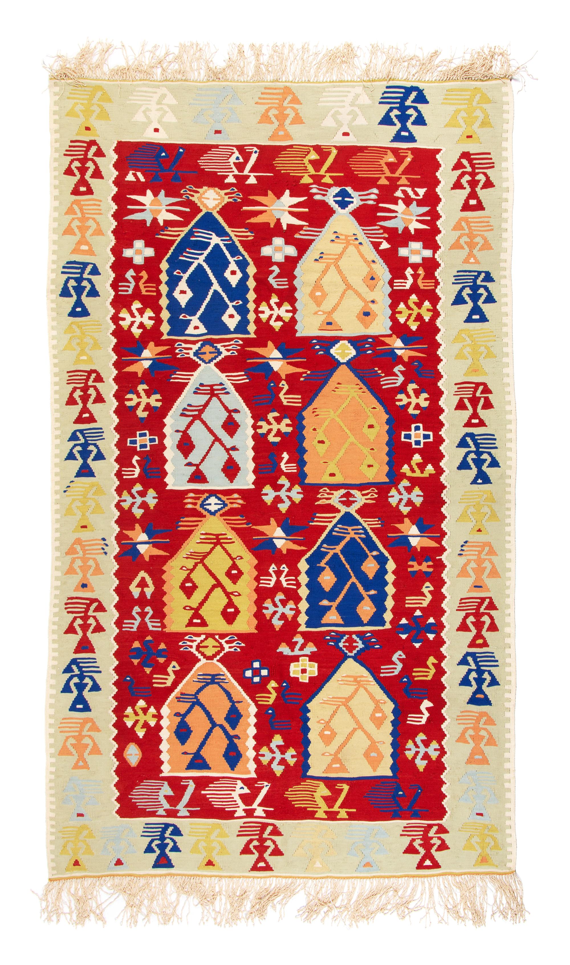 A Turkish Kilim Silk Rug 5 feet 6 inches x 3 feet 8 inches. — CIRCA 1930