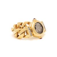YELLOW GOLD, COIN AND DIAMOND RING