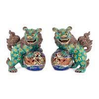 A Pair of Chinese Porcelain Guardian Lions