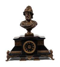 A French Gilt Bronze and Black Marble Mantel Clock