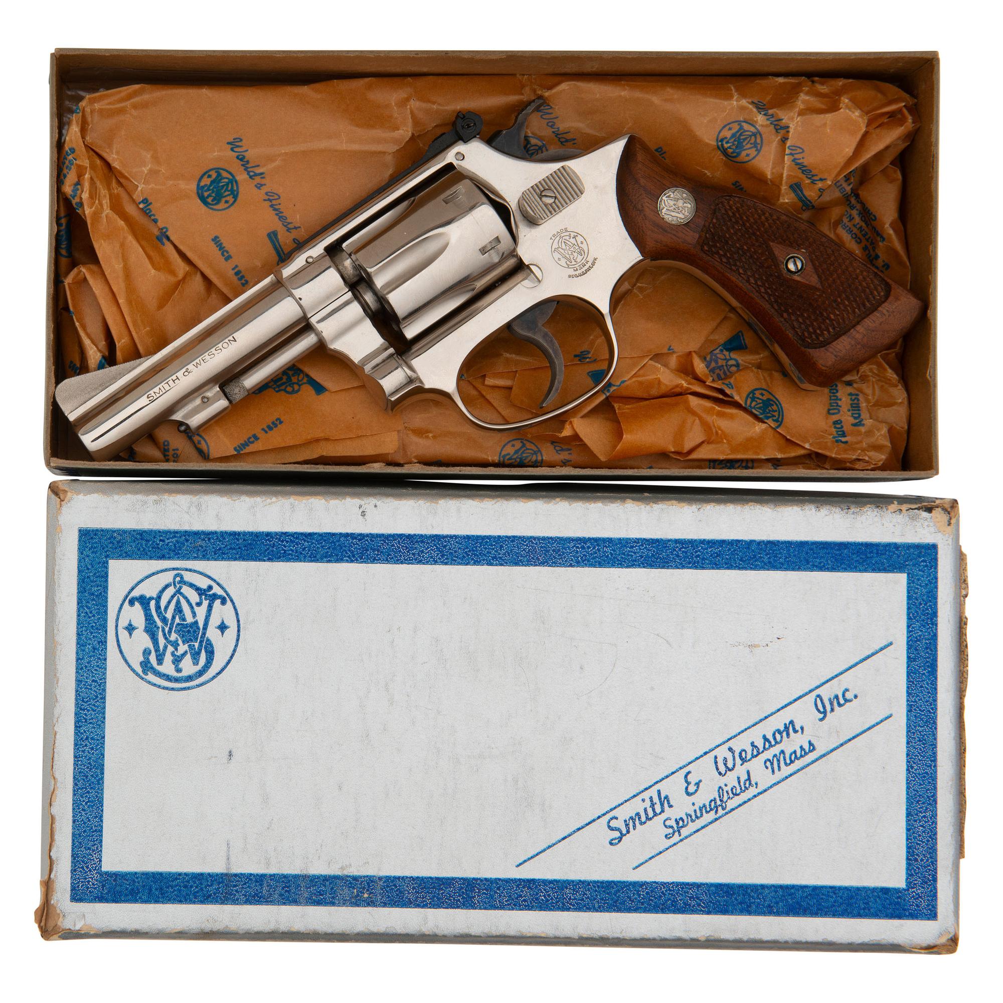 **Smith & Wesson Model 43 Nickel Plated in Box with Accessories