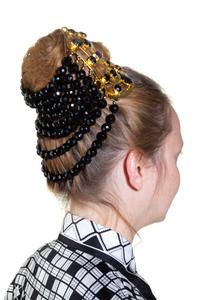 A Gianni Versace Runway Hair Ornament and Matching Earclips, Hair cuff: 7" x 1.75"- 4.25"; Bead Drop: 6".