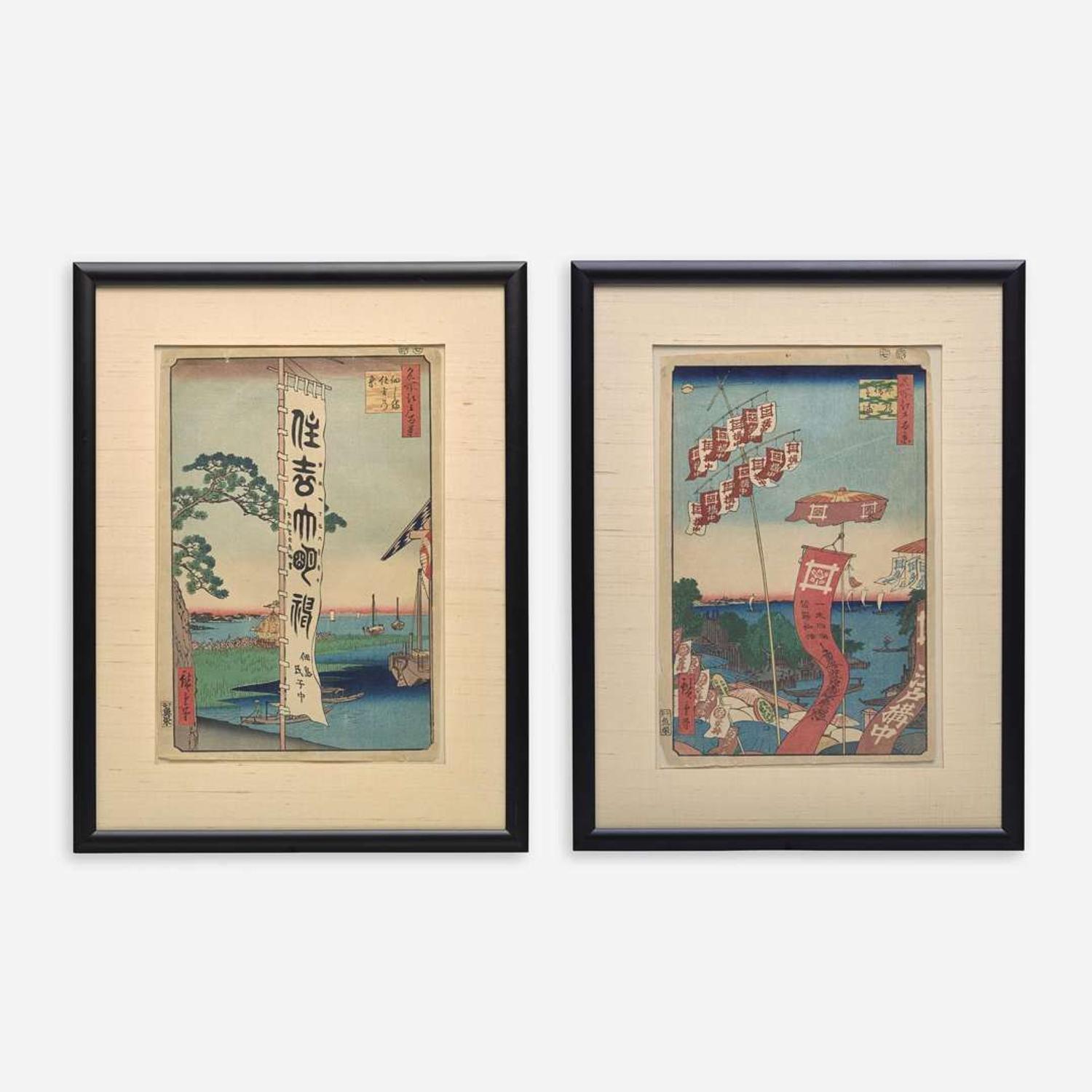 Utagawa Hiroshige 歌川広重 浮世绘两幅 (Japanese b.1797-d.1858)