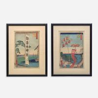 Utagawa Hiroshige 歌川広重 浮世绘两幅 (Japanese b.1797-d.1858)