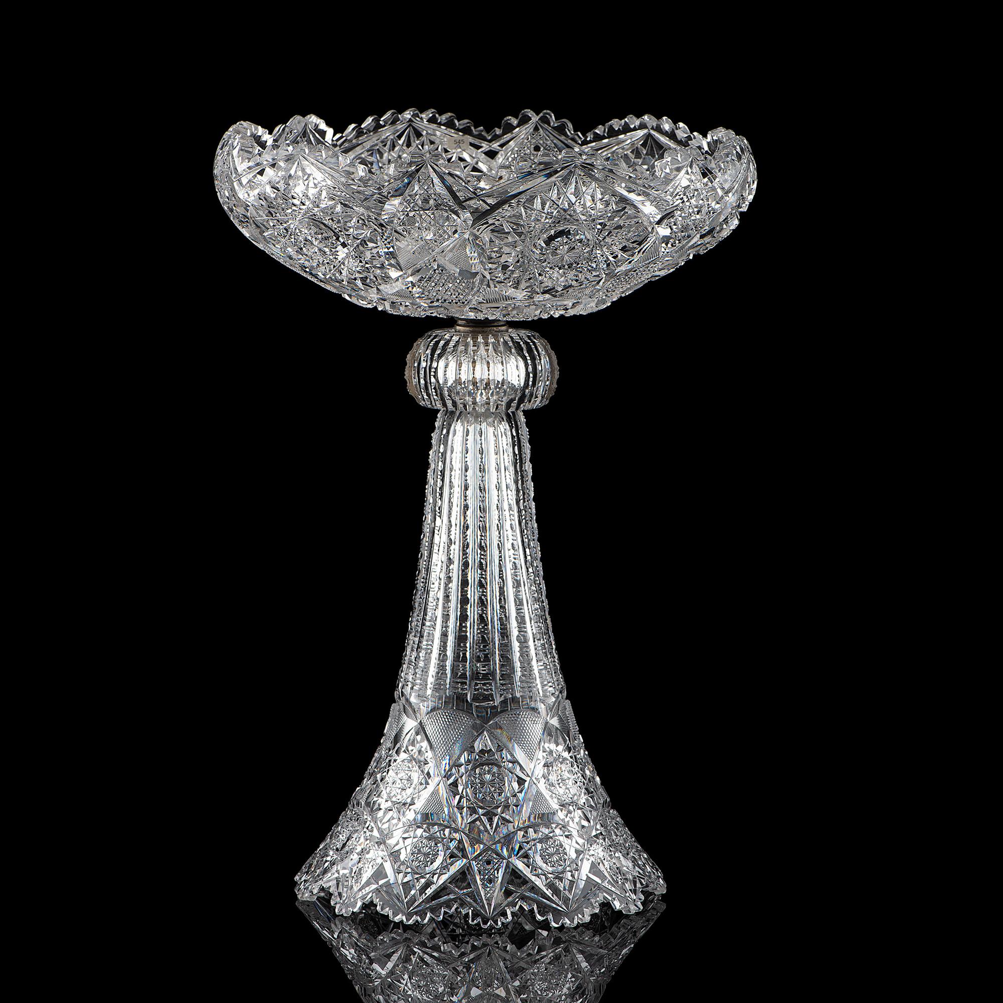 A Brilliant-Period Cut Glass Three-Part Compote