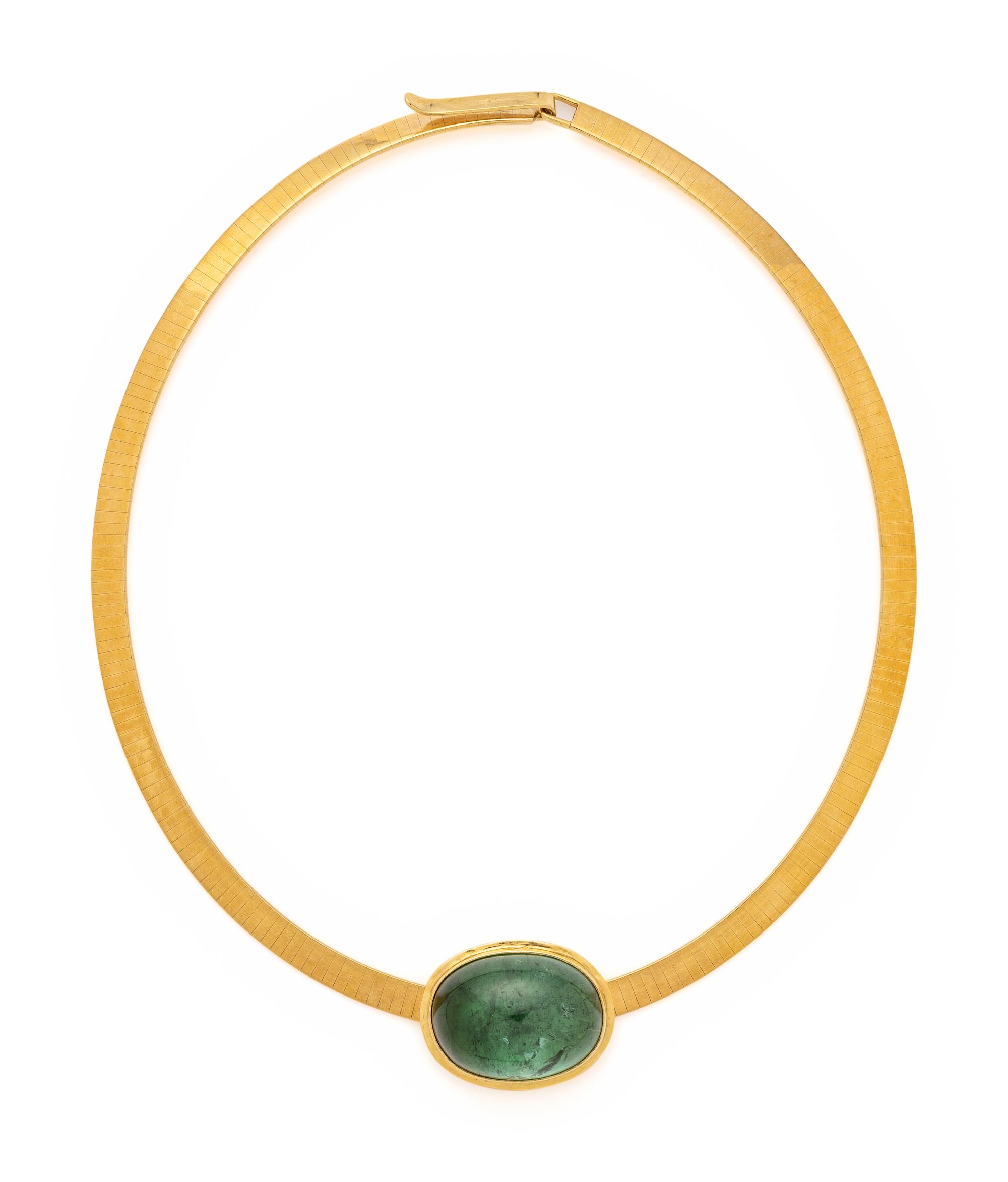 YELLOW OMEGA NECKCHAIN WITH CABOCHON TOURMALINE SLIDE