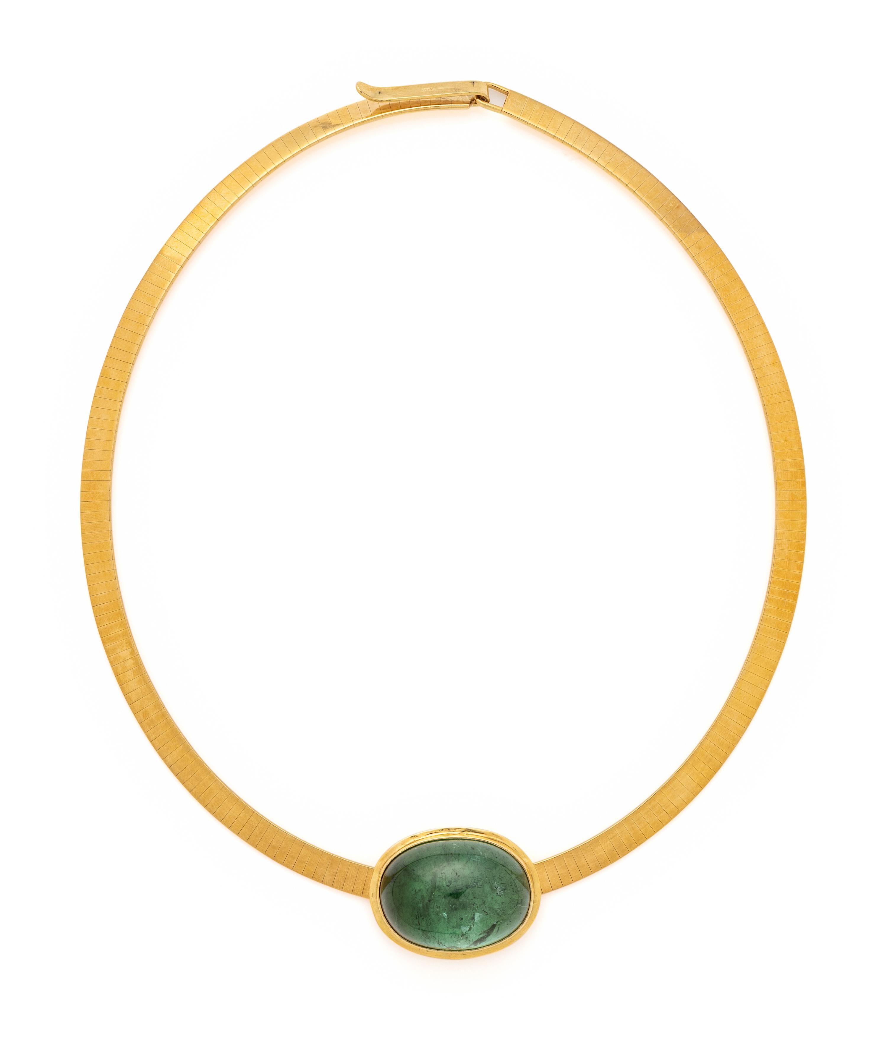 YELLOW OMEGA NECKCHAIN WITH CABOCHON TOURMALINE SLIDE