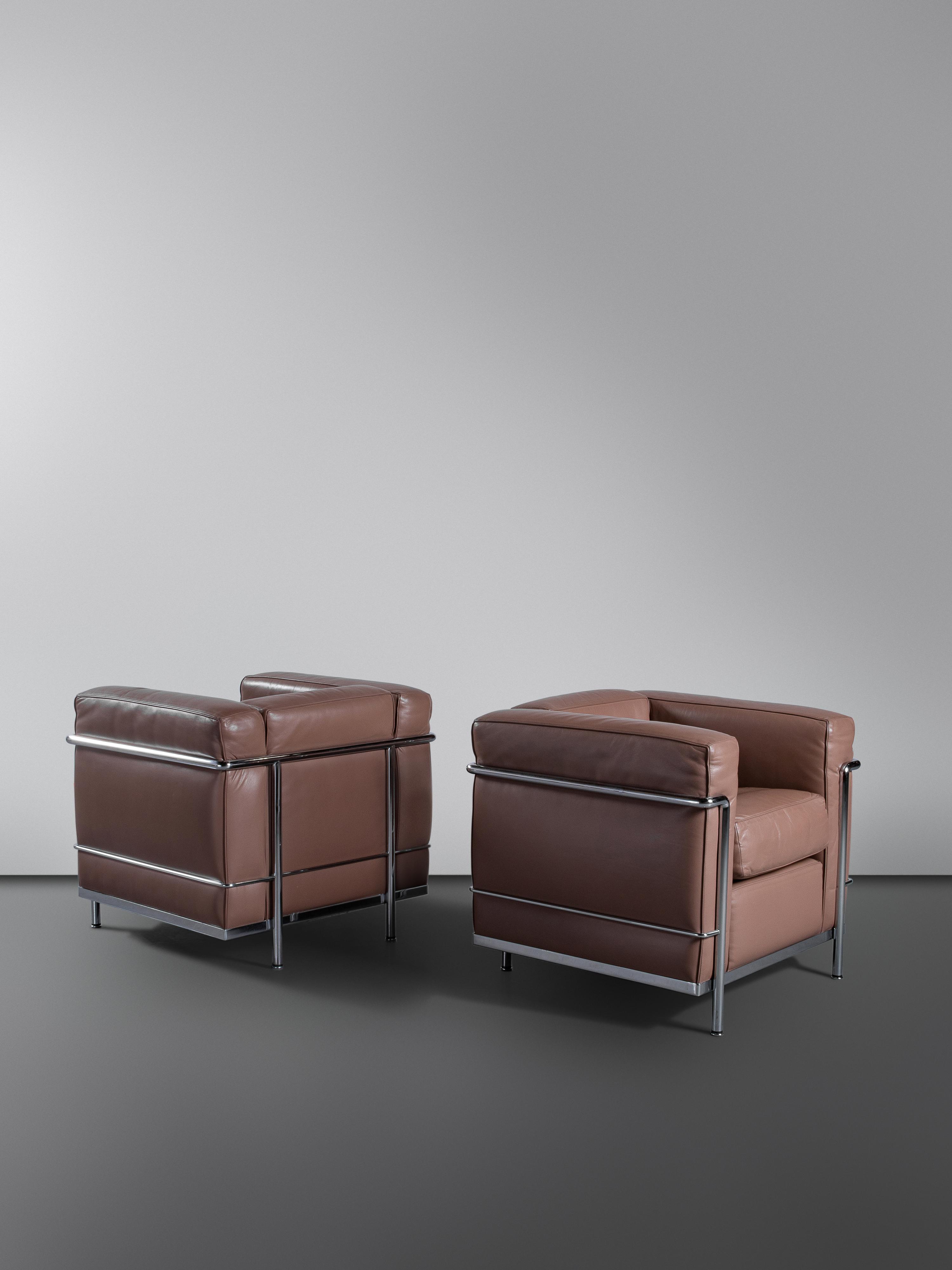 Pair of 'LC2' Lounge Chairs Cassina, Italy