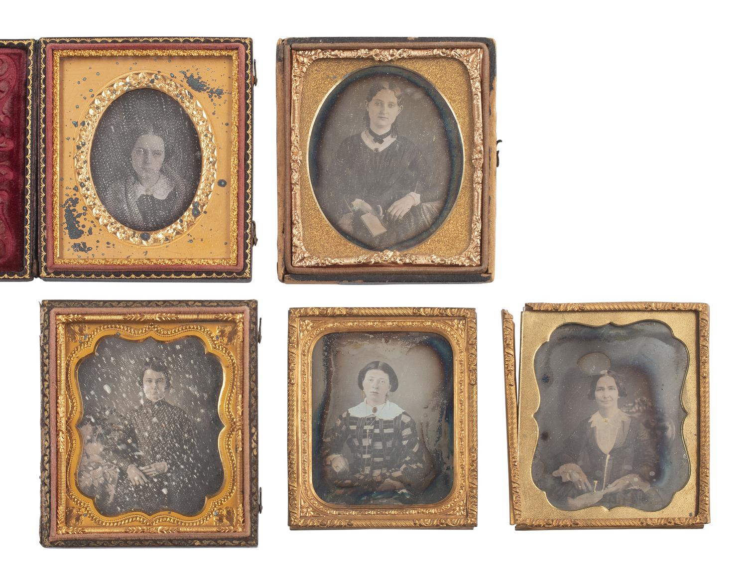 [EARLY PHOTOGRAPHY]. 33 sixth plate daguerreotypes of attractive women of varying ages.