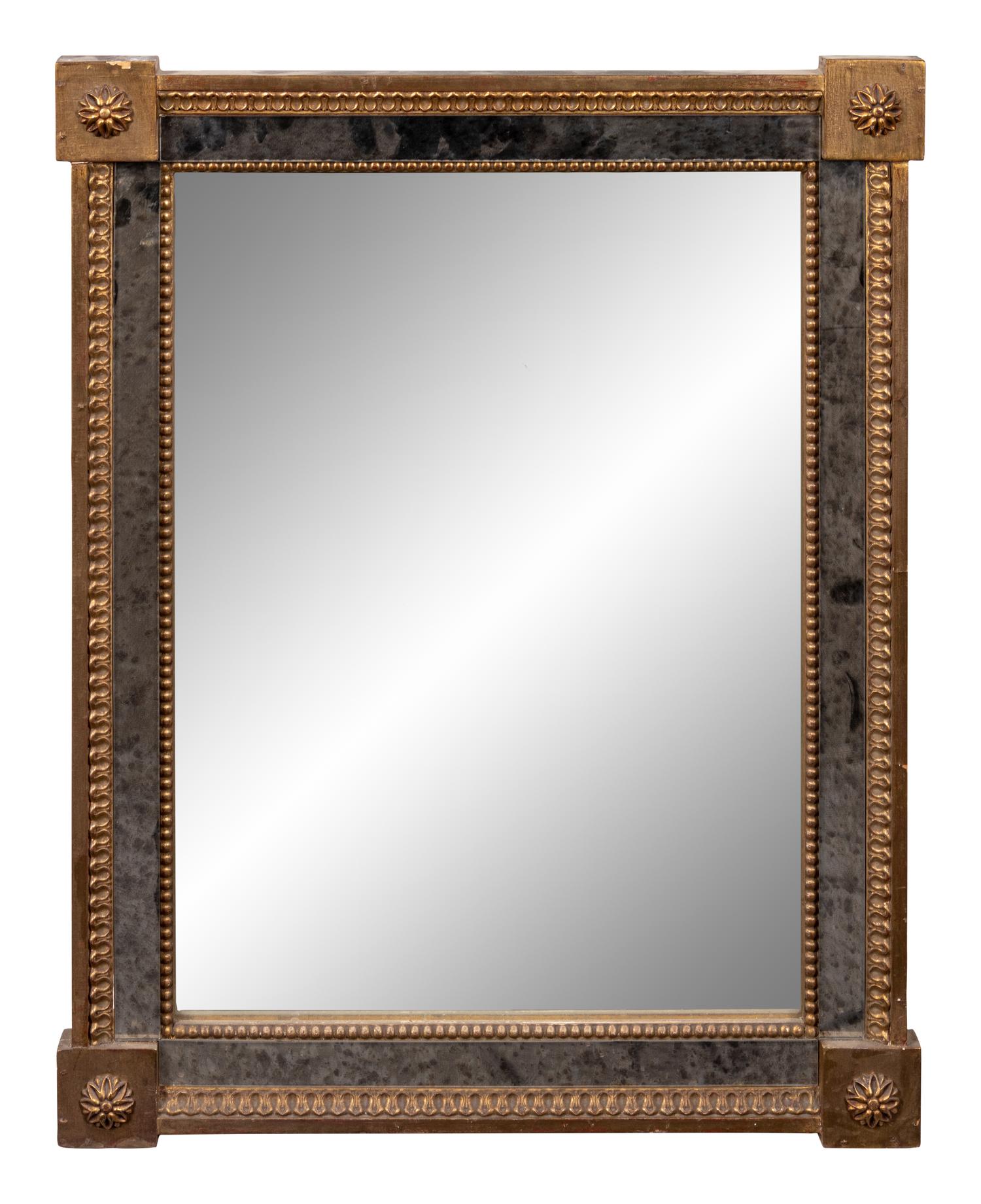 A Continental Faux Marble and Parcel Gilt Mirror