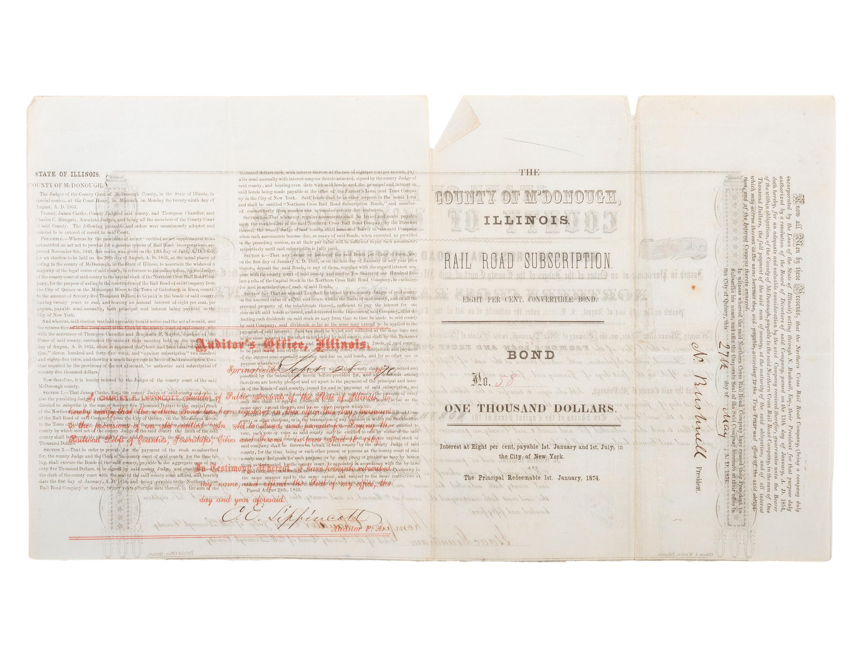 [RAILROADS]. A group of maps, pamphlets, broadsides, and other ephemera related to Illinois railroads, comprising: