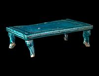 A Chinese Turquoise Glazed Porcelain Bed-Form Tray
