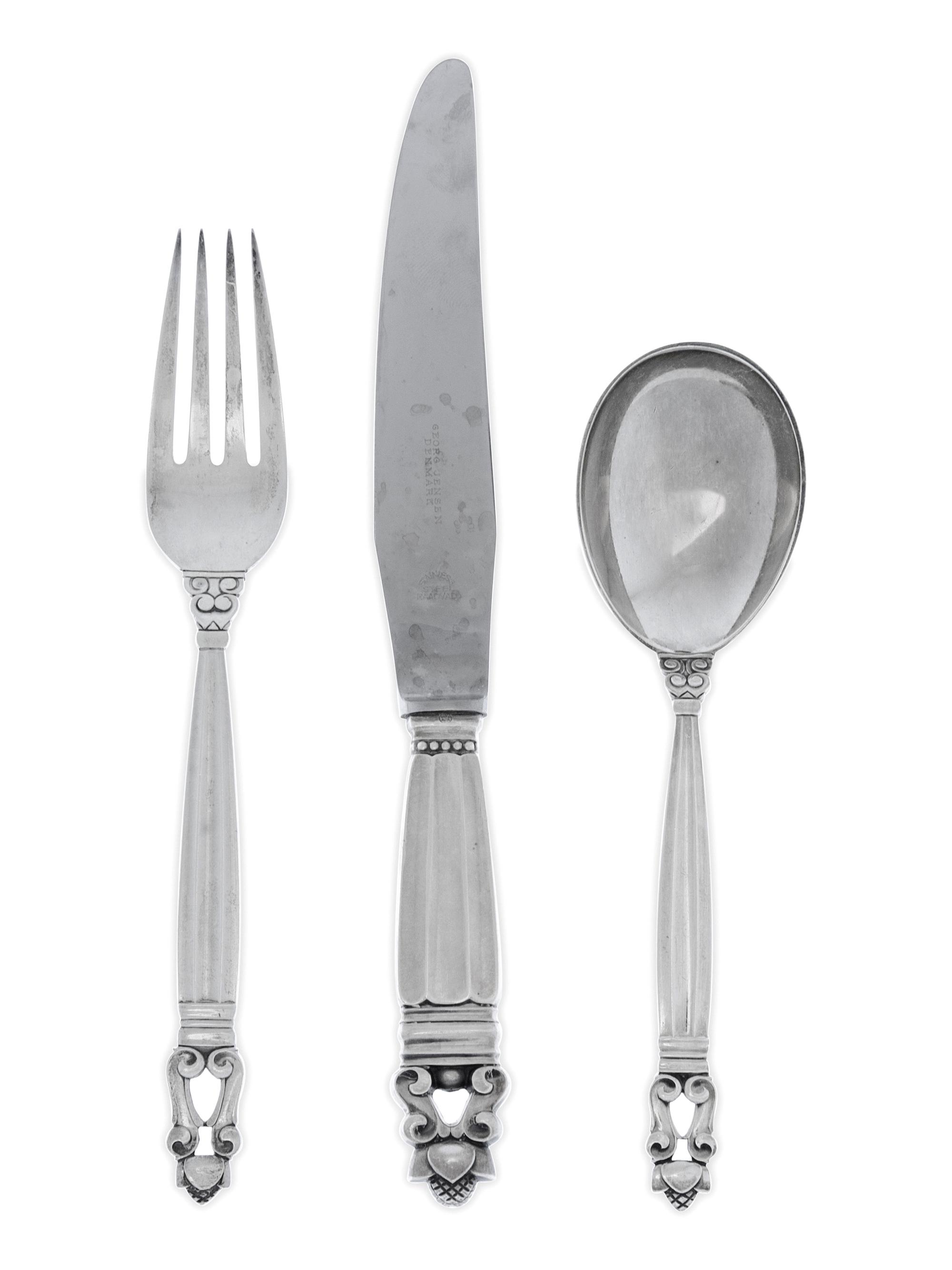 A Danish Silver Flatware Service