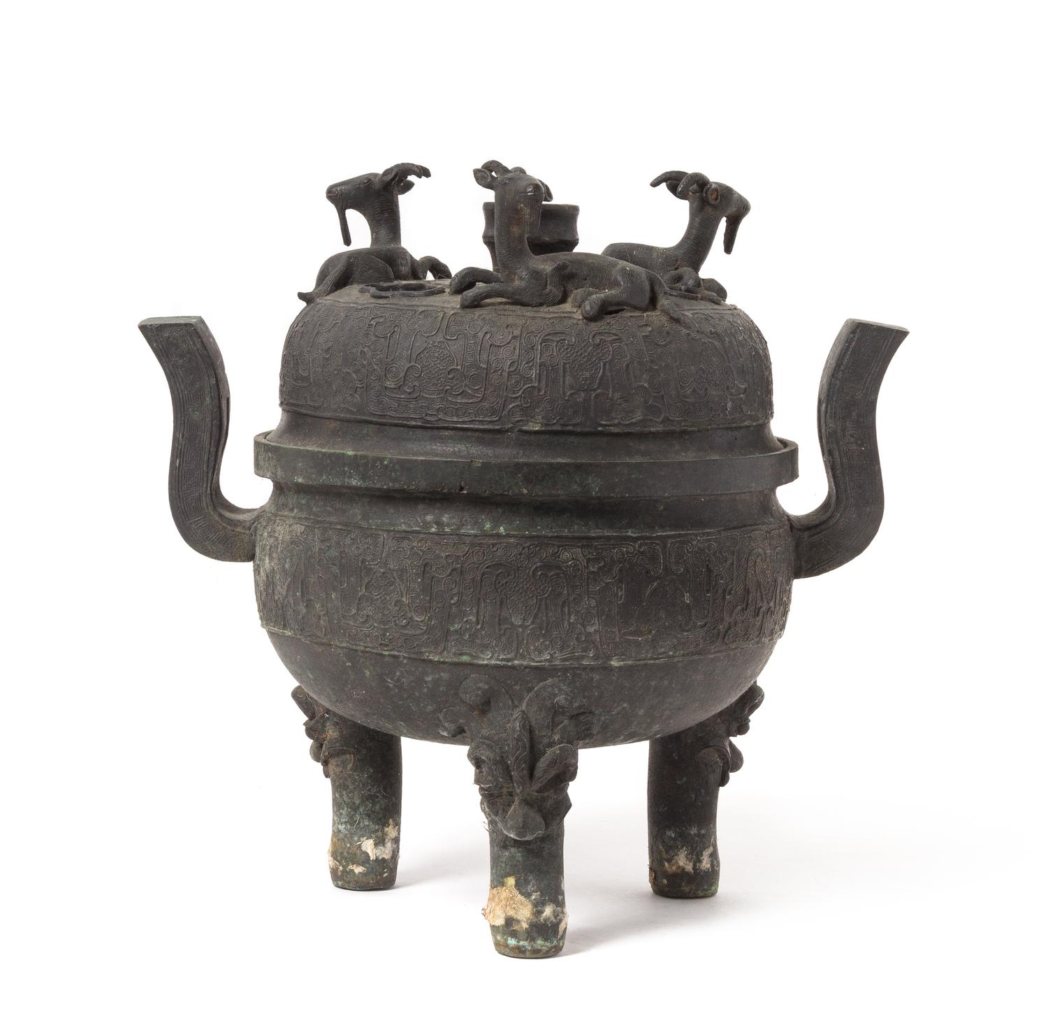 An Archaistic Bronze Covered Ding Vessel — REPUBLIC PERIOD