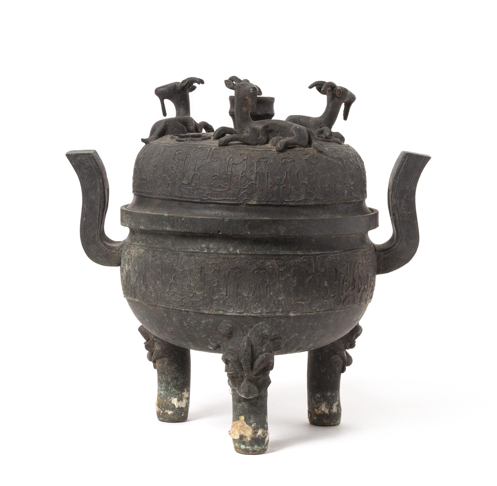 An Archaistic Bronze Covered Ding Vessel — REPUBLIC PERIOD