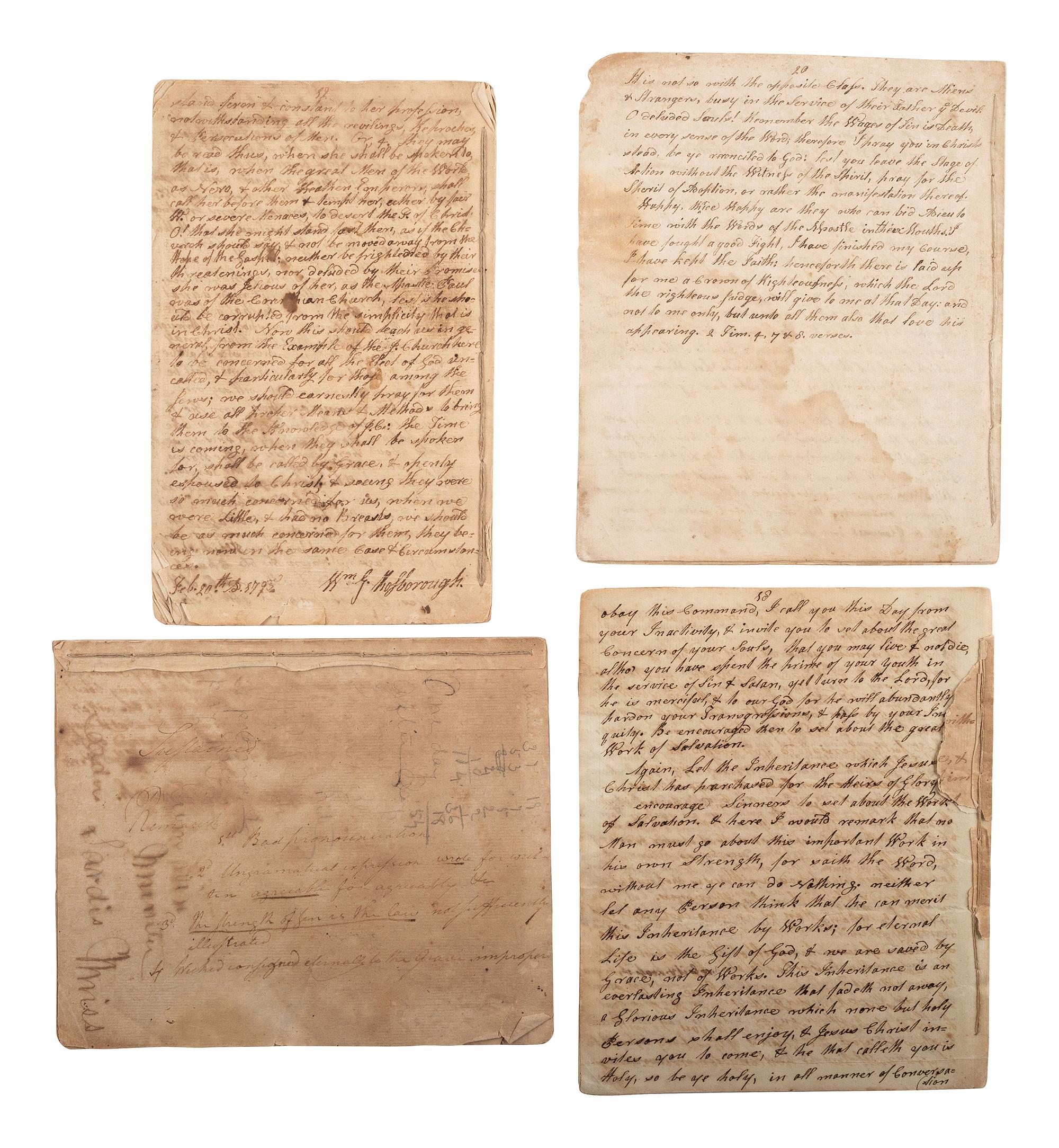 [RELIGION]. Manuscript sermons by the Rev. William Gaston Rosborough (ca 1763-1810).