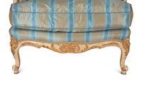 A Pair of Louis XV Style Painted and Parcel Gilt Bergeres