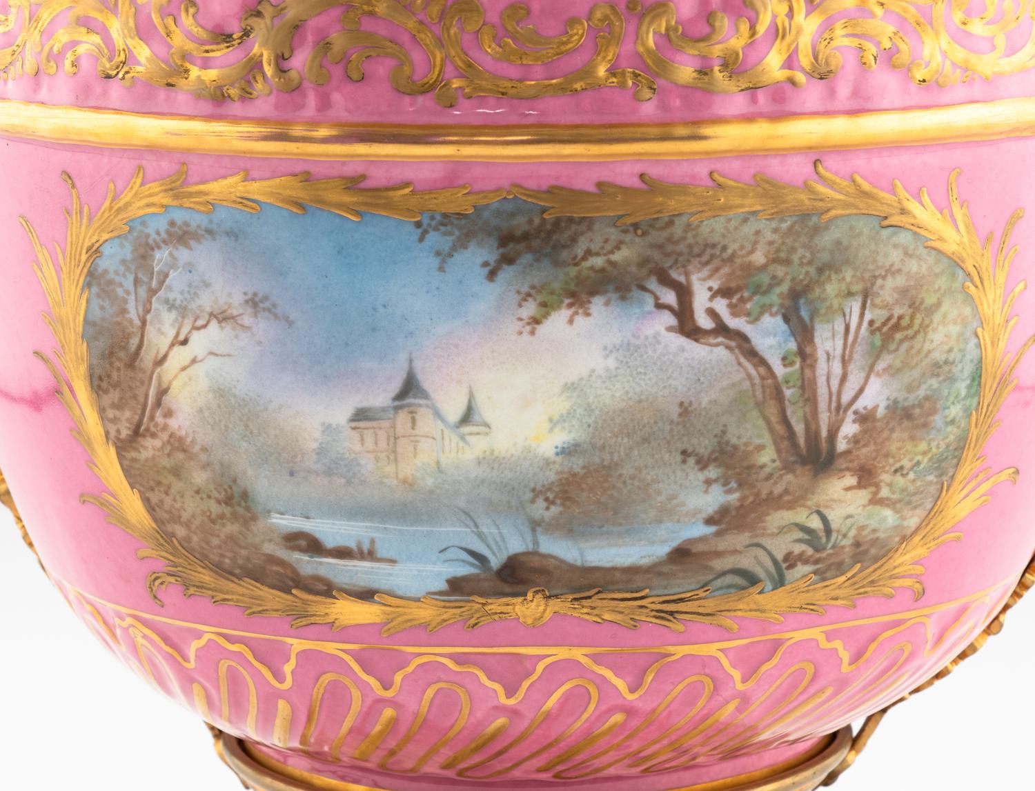 A Gilt Bronze Mounted Sèvres Style Porcelain Jardinière