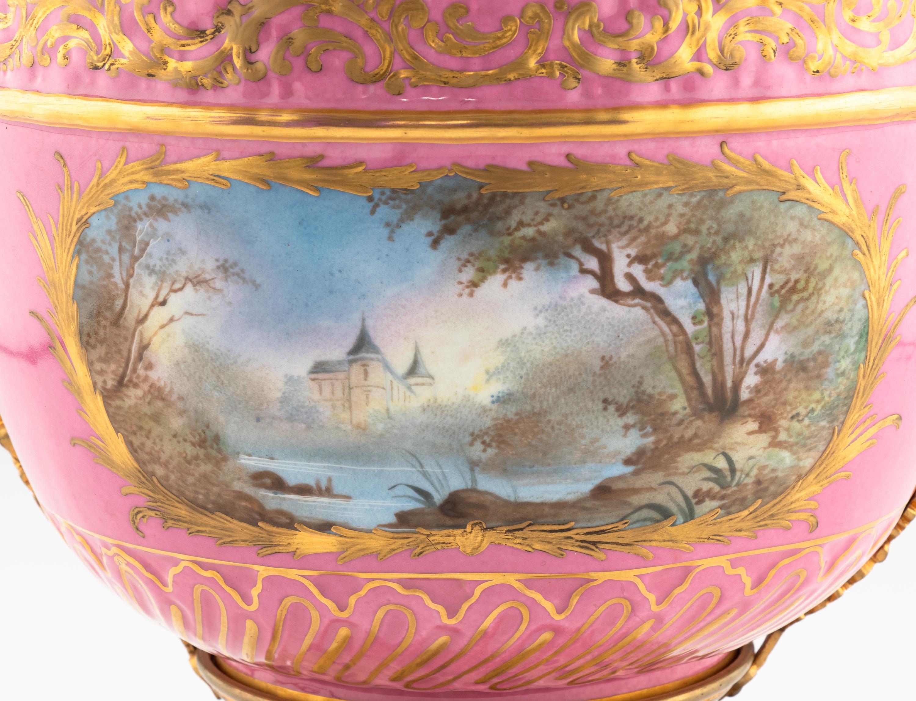 A Gilt Bronze Mounted Sèvres Style Porcelain Jardinière