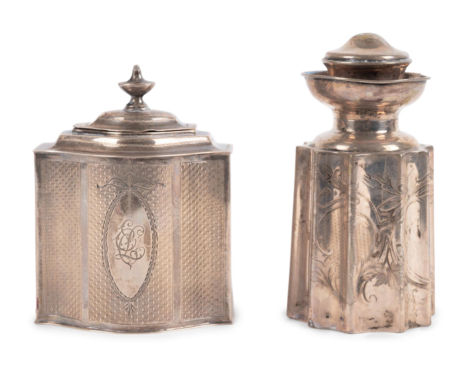 Two Continental Silver Tea Caddies