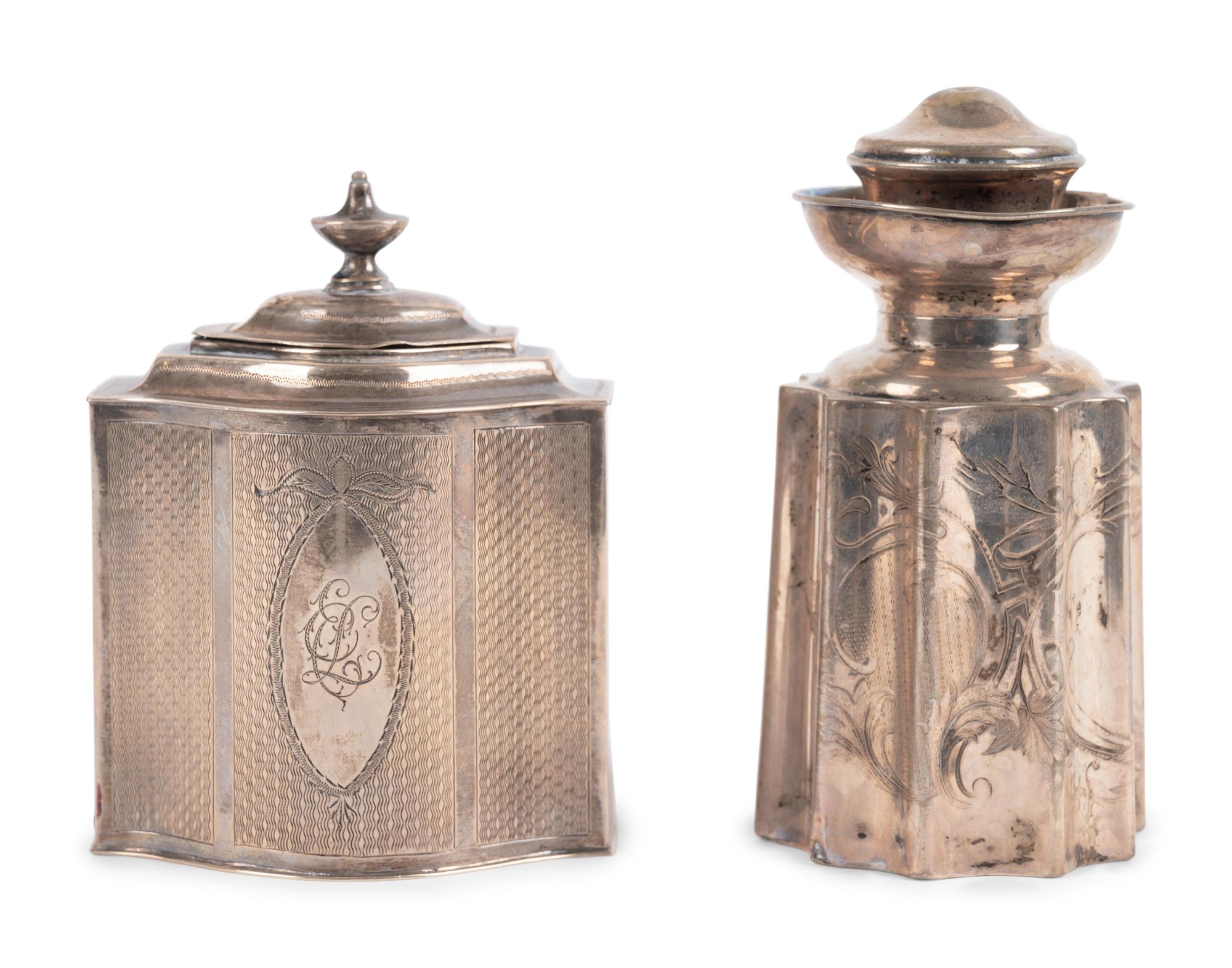 Two Continental Silver Tea Caddies