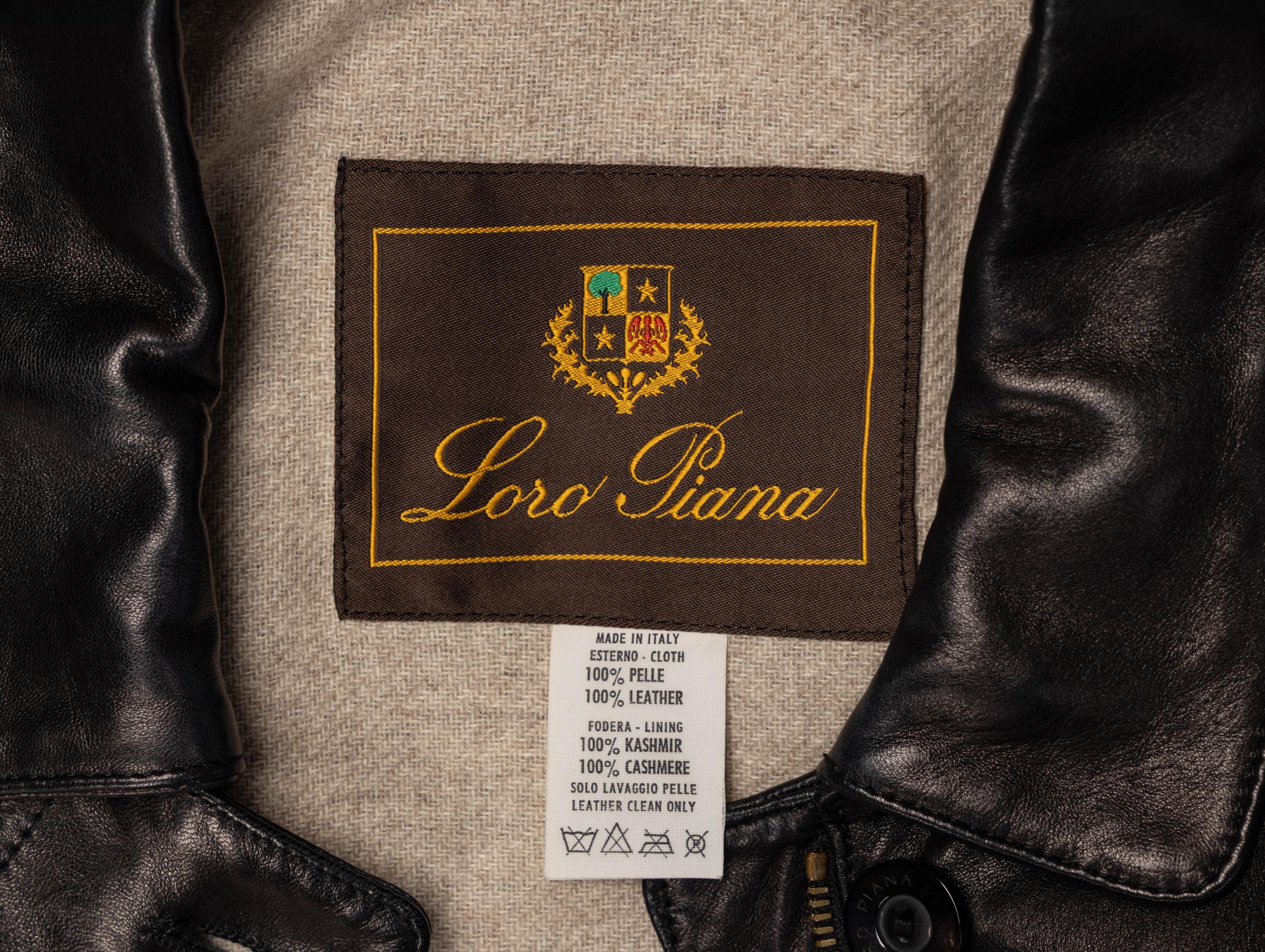 Lora Piana, Black Nappa Leather Coat
