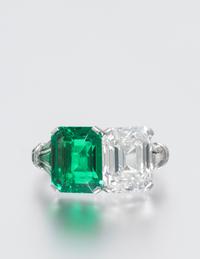 An Important Platinum, Emerald and Diamond Ring, 5.70 dwts.