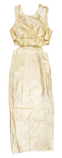 A Gianni Versace Gold Leather Cut Out Gown,