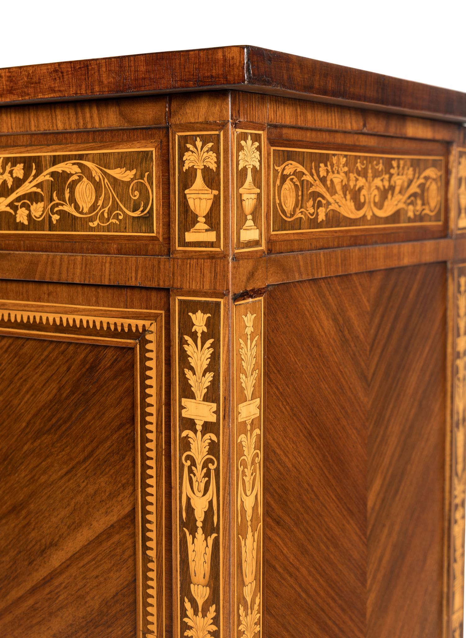 An Italian Neoclassical Style Bookmatch Veneered and Marquetry Cabinet