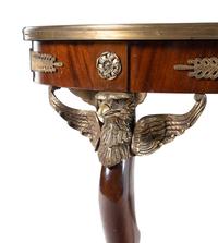 A Pair of Empire Style Gilt Bronze Mounted Mahogany Side Tables