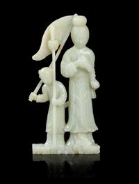 A Chinese Jade Figural Group 19TH CENTURY Height 8 1/4 inches. — 19TH CENTURY