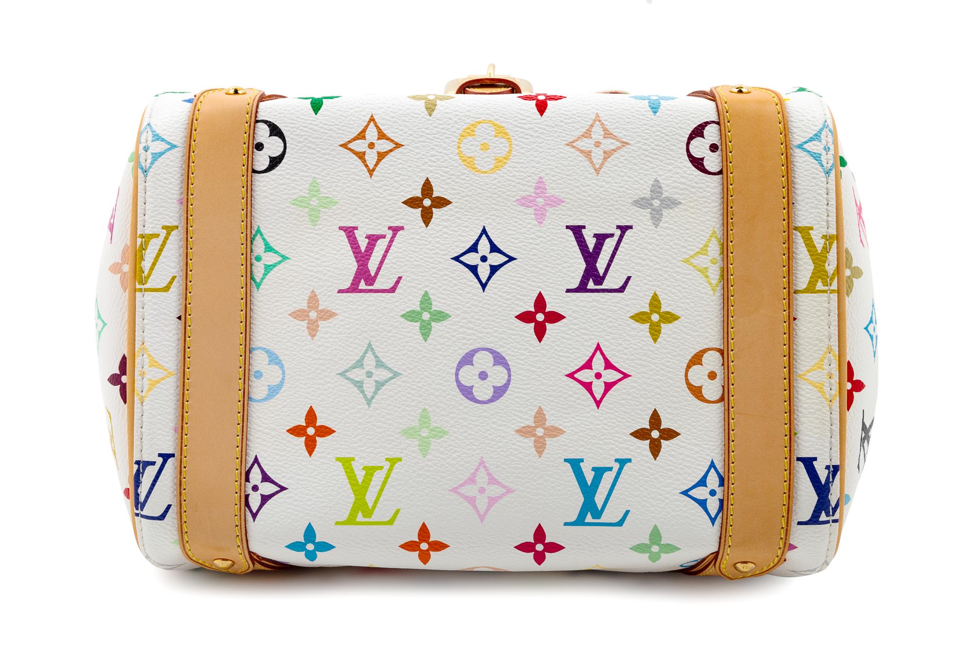 A Louis Vuitton White Multicolor Priscilla Handbag, 8" H x 9.5" W x 7" D; Handle drop: 4".