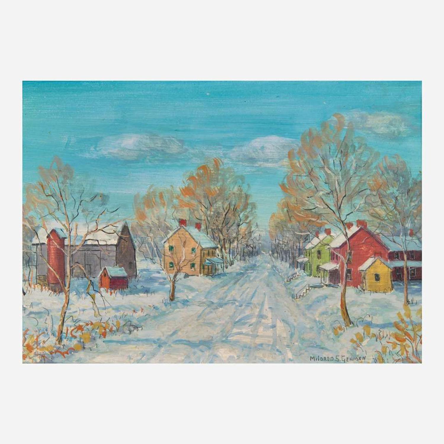 Mildred S. Gehman (American, 1908-2006) Winter Village; together with Winter Farm