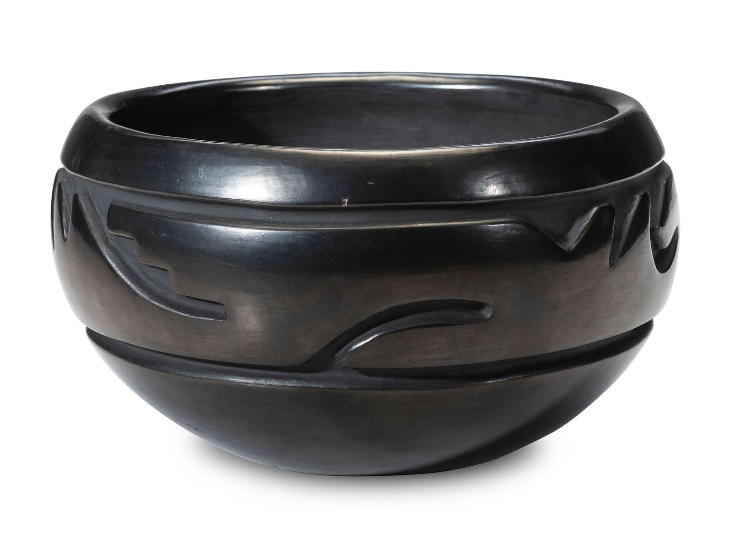 Carved Blackware Pottery Bowl